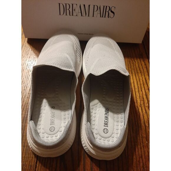 New Size 11 Dream Pairs Grey Mules Slip On Sneakers Knit Flats Walking Shoes - Picture 10 of 11